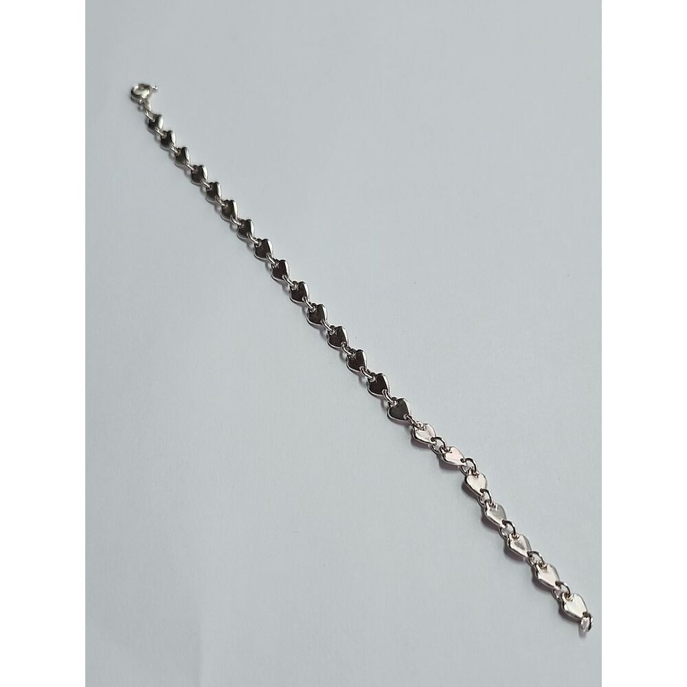Sterling Silver Heart Link Bracelet 925 6.5"